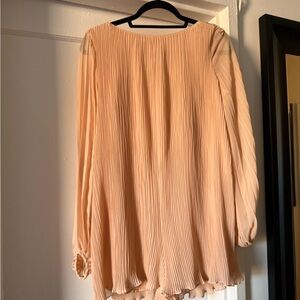 Zara Long Sleeve Pleated  Peach Romper